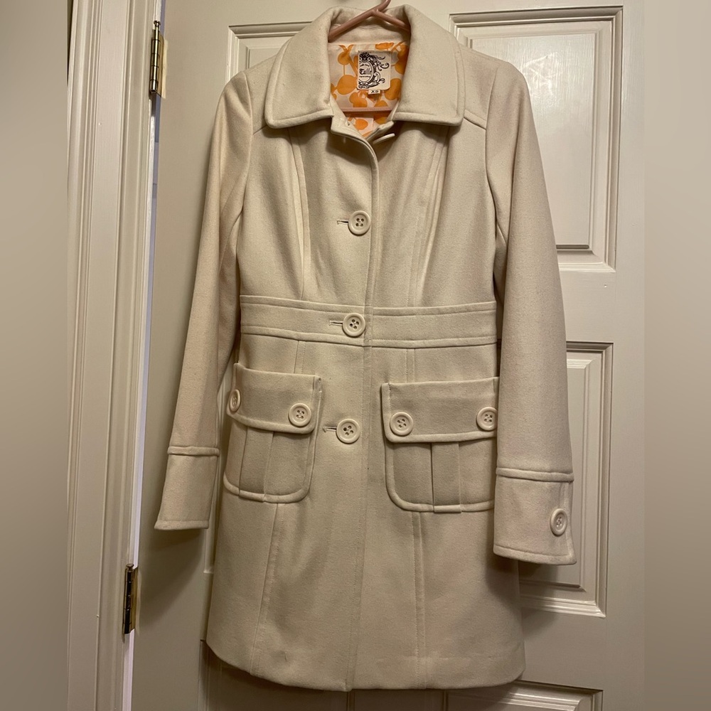 Tulle Cream Pea Coat